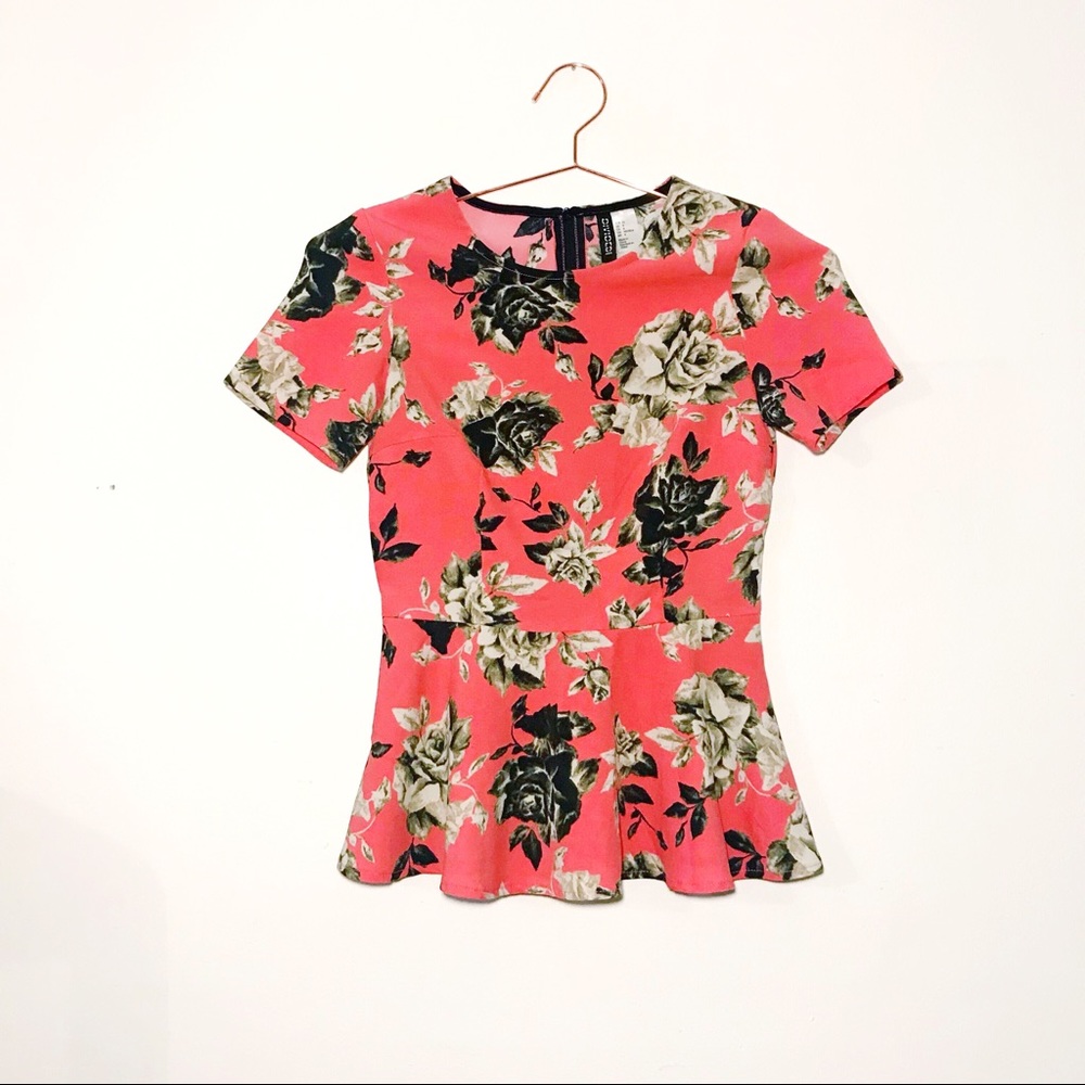 Pink Floral Peplum Top